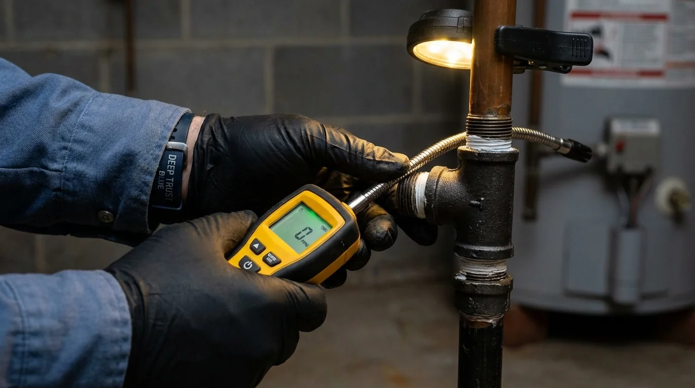 Gas leak detection with electronic sniffer by Johns Plumbing LLC in Laguna Woods
