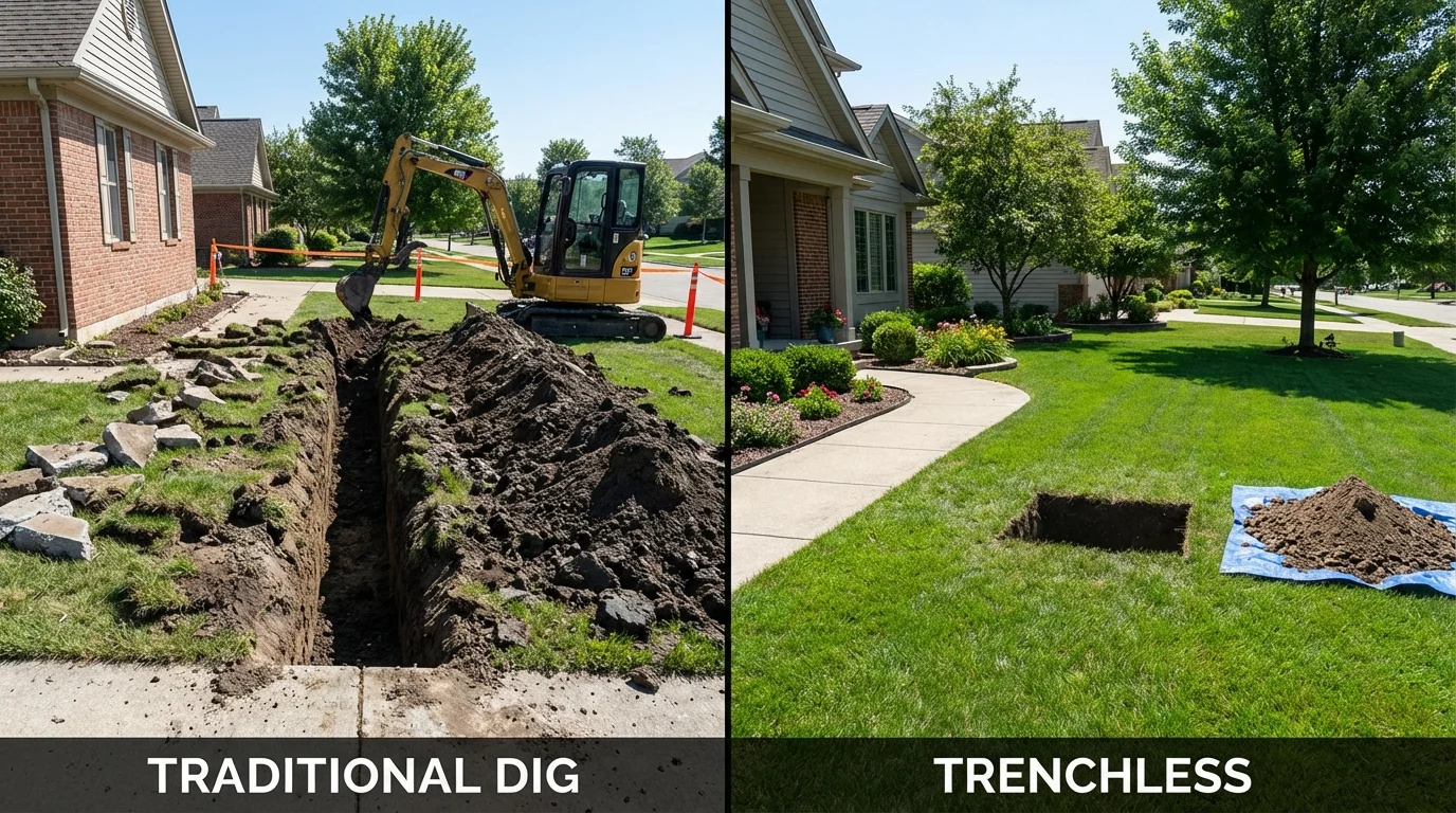 Trenchless sewer repair with minimal yard damage versus traditional excavation in Laguna Woods, CA